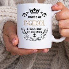 INGERSOL Family Name Mug House of Ingersol Birthday Gift Idea