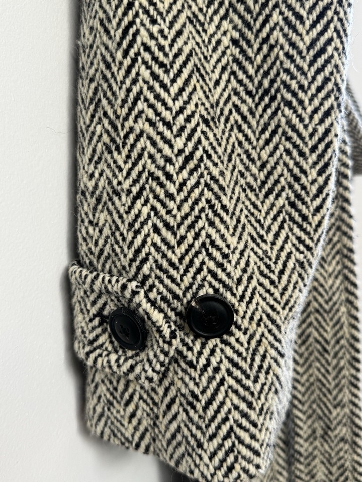 TODD SNYDER OVERSIZED WOOL HERRINGBONE OVERCOAT CREAM BLACK BALMACAAN ...