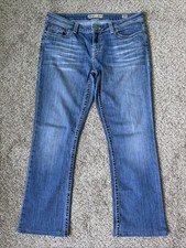 BKE Payton Bootcut Jeans Women  s Sz 30RX31.5 Med Wash Distressed EUC Mid Rise