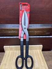 14 Inch Tin Snips Metal Cutters with Flat Blade Straight Pattern Tinners Snip...