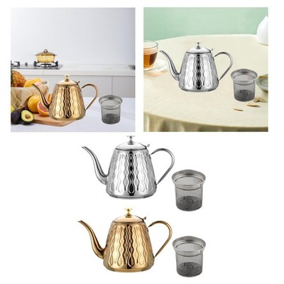 Teekanne aus Edelstahl, Teegeschirr, 1,5 l, für Camping, Küche, Induktion