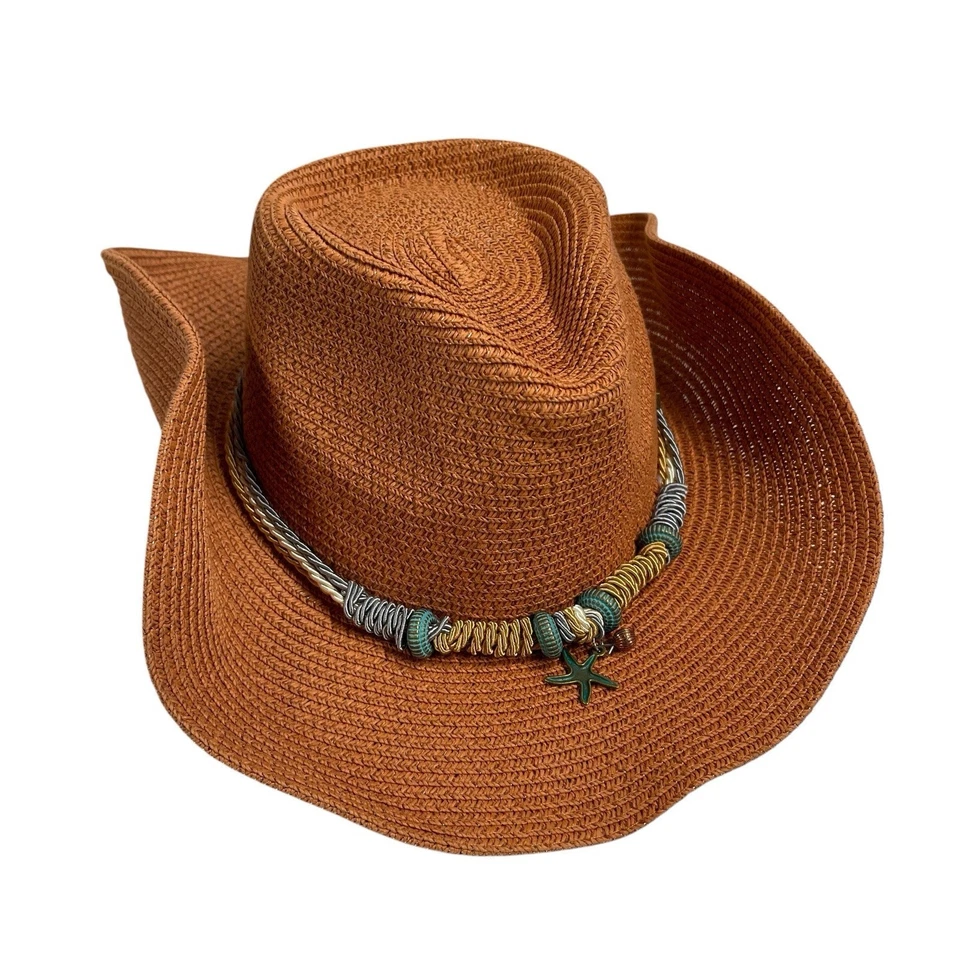 Бумажная ковбойская шляпа Lucky 7 США веревки морская звезда ковбойская коричневая легкая - Изображение 2 из 4
