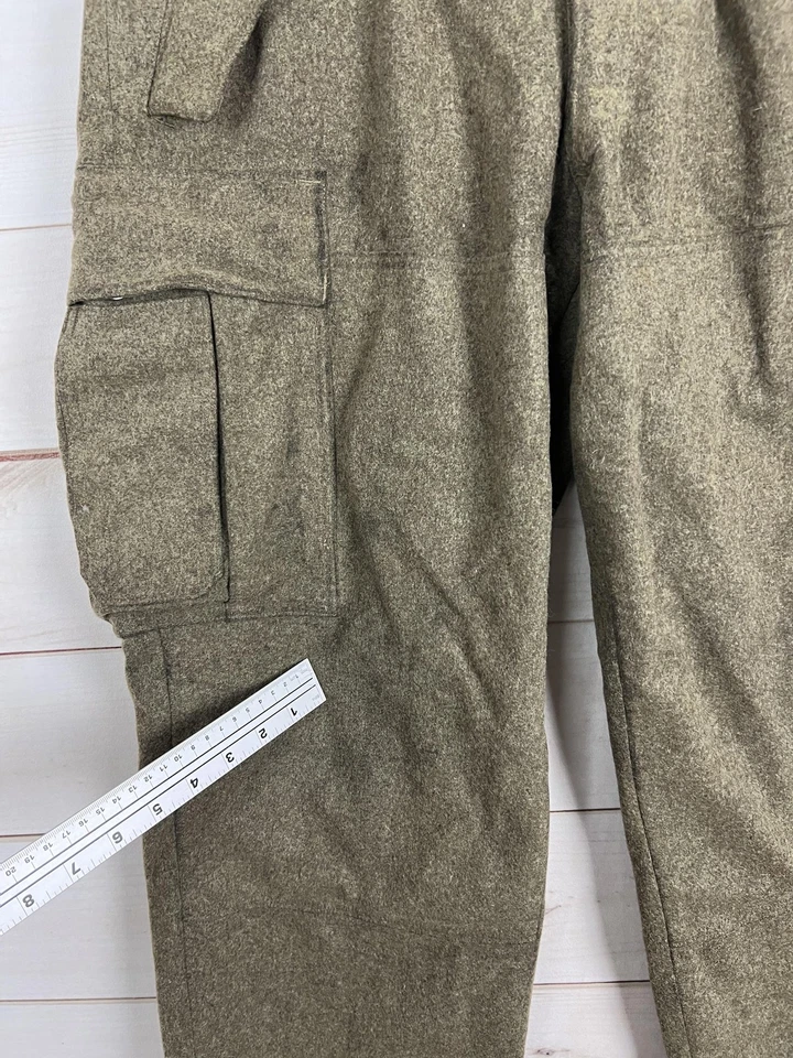 Винтажные немецкие шерстяные полевые брюки бундесвера мужские маленькие оливковые грузовые Германия 60-е - Изображение 4 из 4