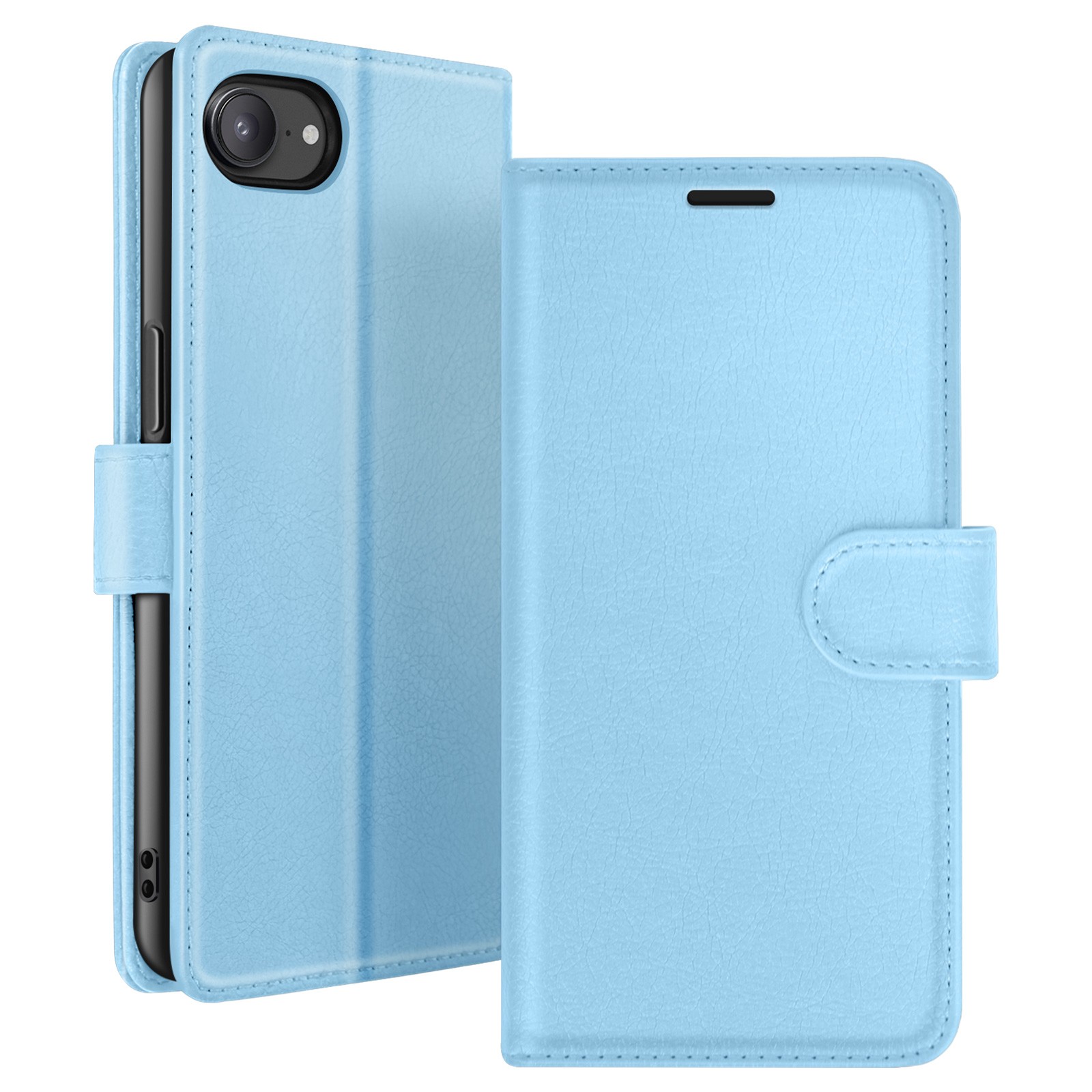 Étui portefeuille iPhone 16 avec support et fermeture magnétique Zanaé cuir noir