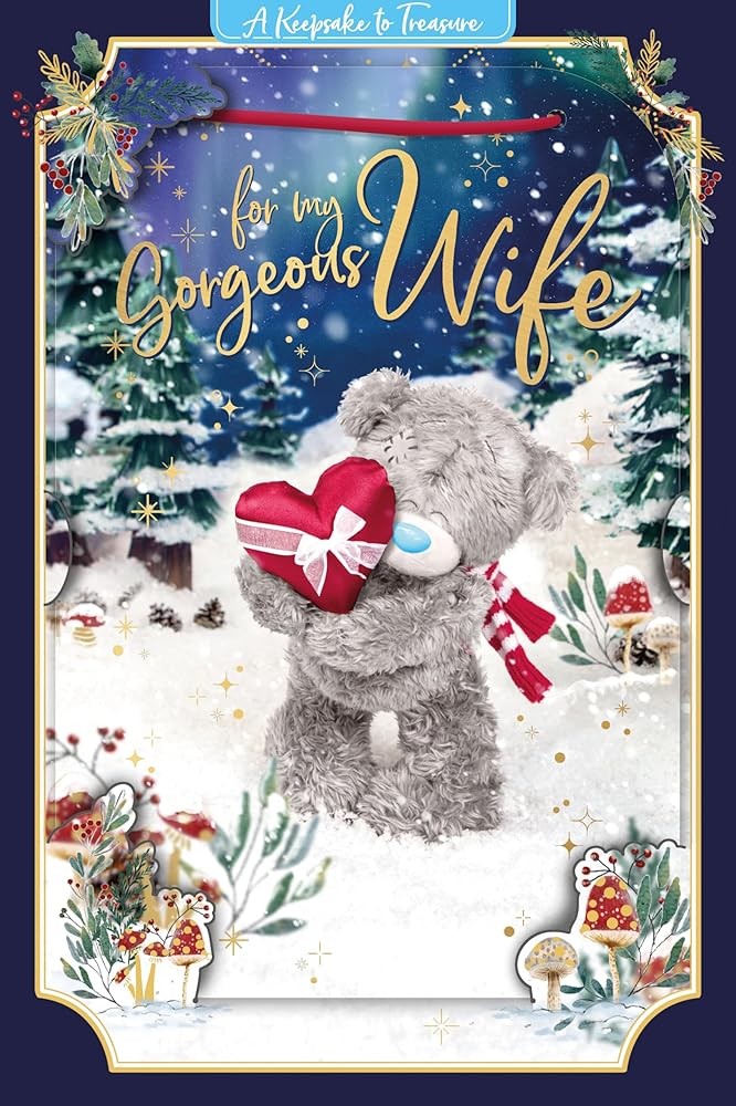 Me To You Bear With Red Heart Gorgeous Wife 3D Christmas Keepsake Card - Red - Image 2