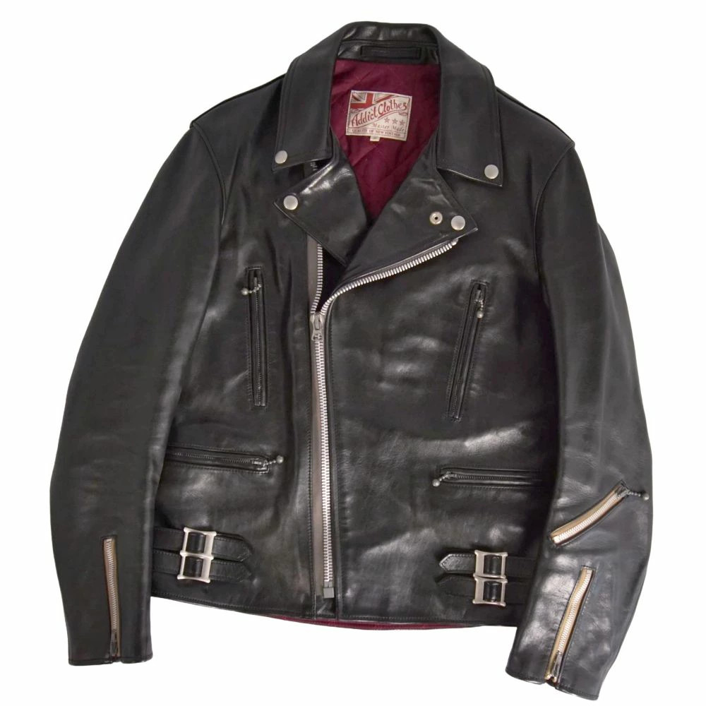 Addict Clothes Leather Double Rider Jacket Horsehide Black M