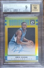 2016-17 Panini Optic Dominator Kris Dunn Gold Rookie BGS 9, 10 Auto 08/10