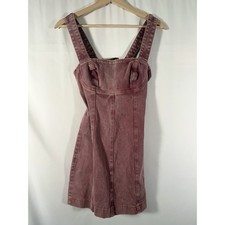 Urban Outfitters Golden Hour Structured Open Back Mauve Denim Mini Dress Women S