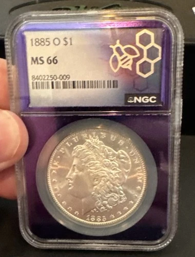 1885-O Morgan Silver Dollar NGC MS66 Great Eye Appeal Nice Strike (Purple Core)