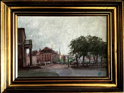 Ölgemälde JENS S. CHRISTENSEN (1888), Kopenhagen mit Stadtgericht!!