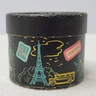 VTG Miniature Air France TWA Hat Box Travel Case Rome Paris London w Barbie Wig