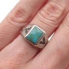 Old Pawn 925 Sterling Silver Vintage Southwestern Turquoise Tribal Ring Size 6