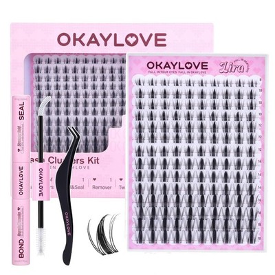 LIRA Manga Lash Clusters Kit, 140pcs with Tweezers