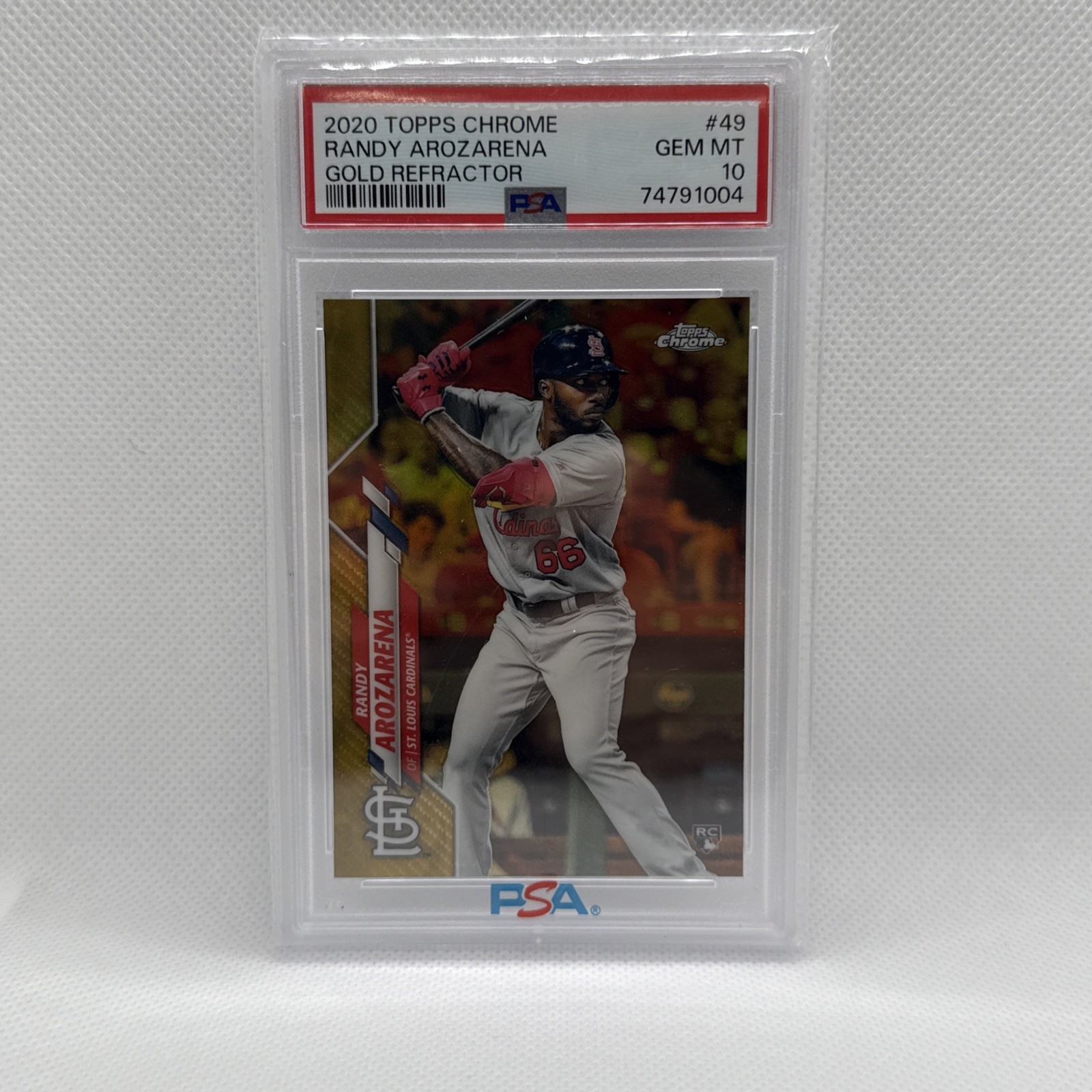 2020 Topps Chrome 49 Randy Arozarena True Gold Refractor RC /50 PSA 10 GEM