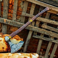40" Hand-Forged Viking Battle Axe   Norse Two-Handed Scandinavian Axe   Gift Axe