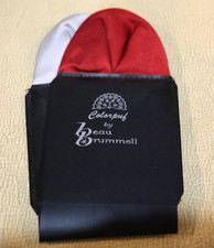 Męski kwadratowy kieszonkowy z lat 60. z plastikową bazą kolorowy puf firmy Beau Brummell czerwony/srebrny