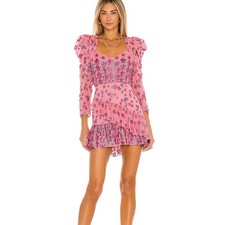 LoveShackFancy Millennial Pink Caden Metallic Star Mini Dress Womens 0