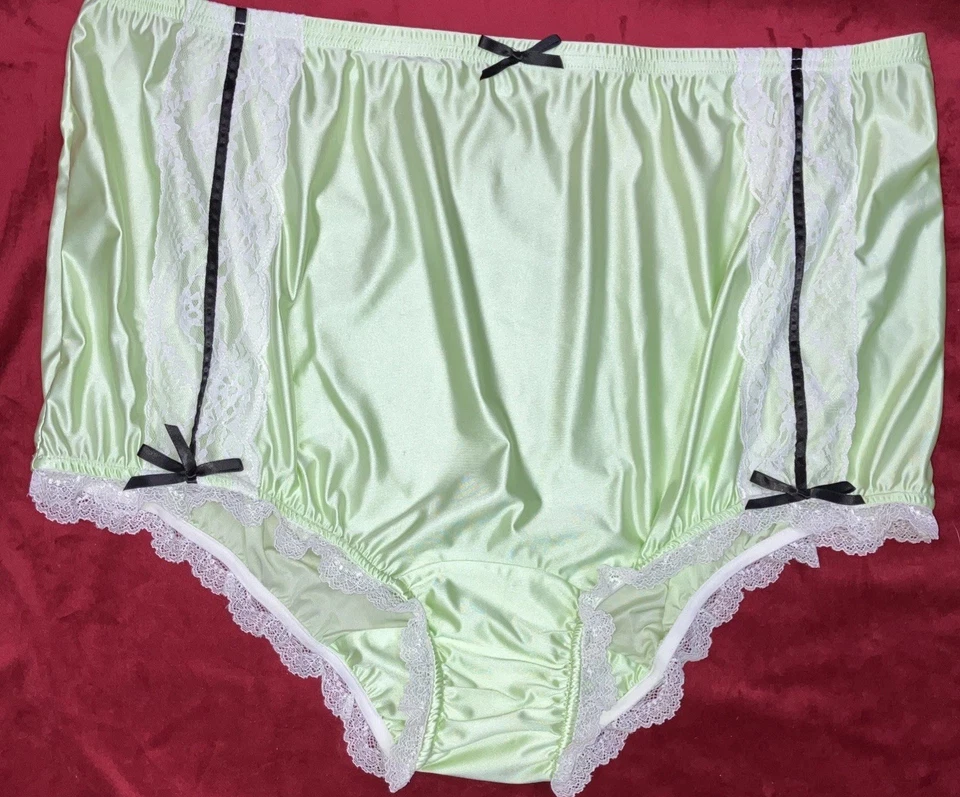 Nuevo en Paquete 1X 2X Can-Can Granny Panty Nylon Sedoso Satinado Encaje Calzoncillo Estilo Sissy Vintage Foto 3 de 4