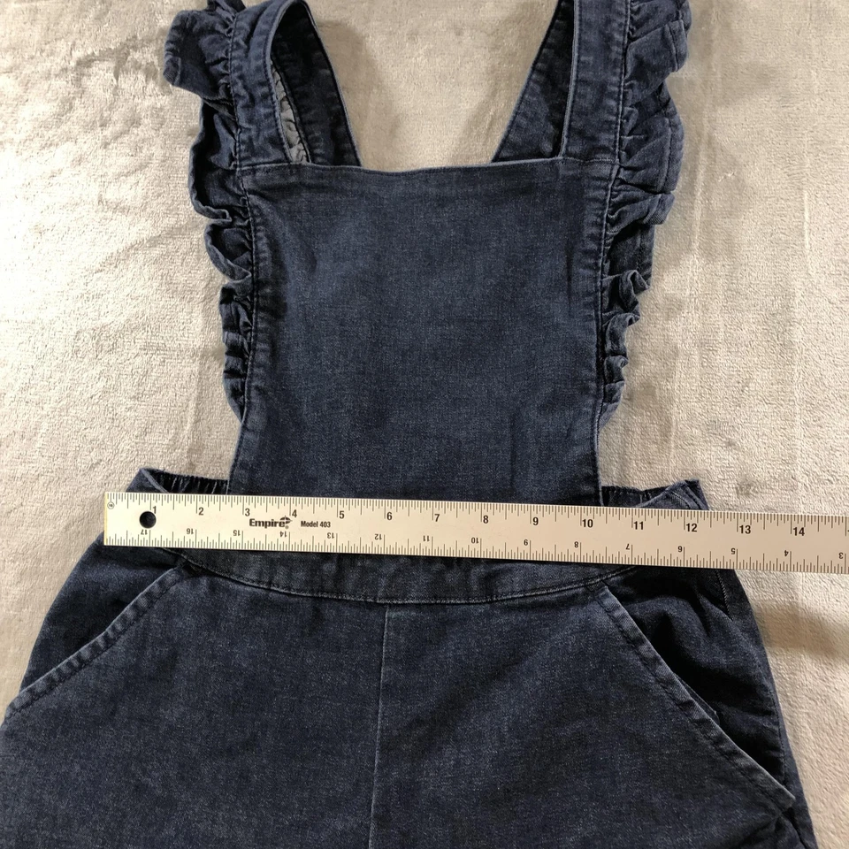 Mono Hanna Andersson Niñas 12 150 cm Azul Denim Volantes Correa Pierna Ancha X Espalda Foto 2 de 4