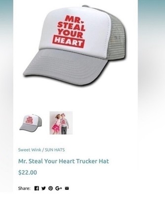 Mr Steal Your Heart Hat Youth OS  Trucker Cap Mesh Back Sweet Wink Adjustable