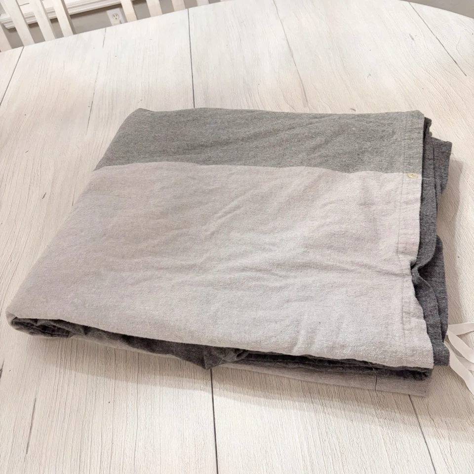 THE COMPANY STORE Shades Of Gray Striped Flannel Duvet Cover Germany Queen - Image 3 of 4