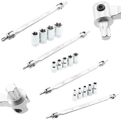 Internal External Socket Wrench Socket Set for Torx T15 - T60 & E4 - E24 with Joint