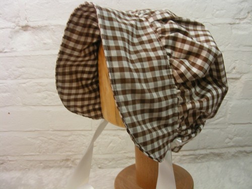 ADULT BABY SISSY BONNET blue gingham HAT COSPLAY LOLITA FANCYDRESS Victorian - Picture 8 of 40