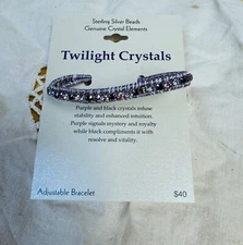Woman's Twilight Crystals Sterling Silver Beads Bracelet