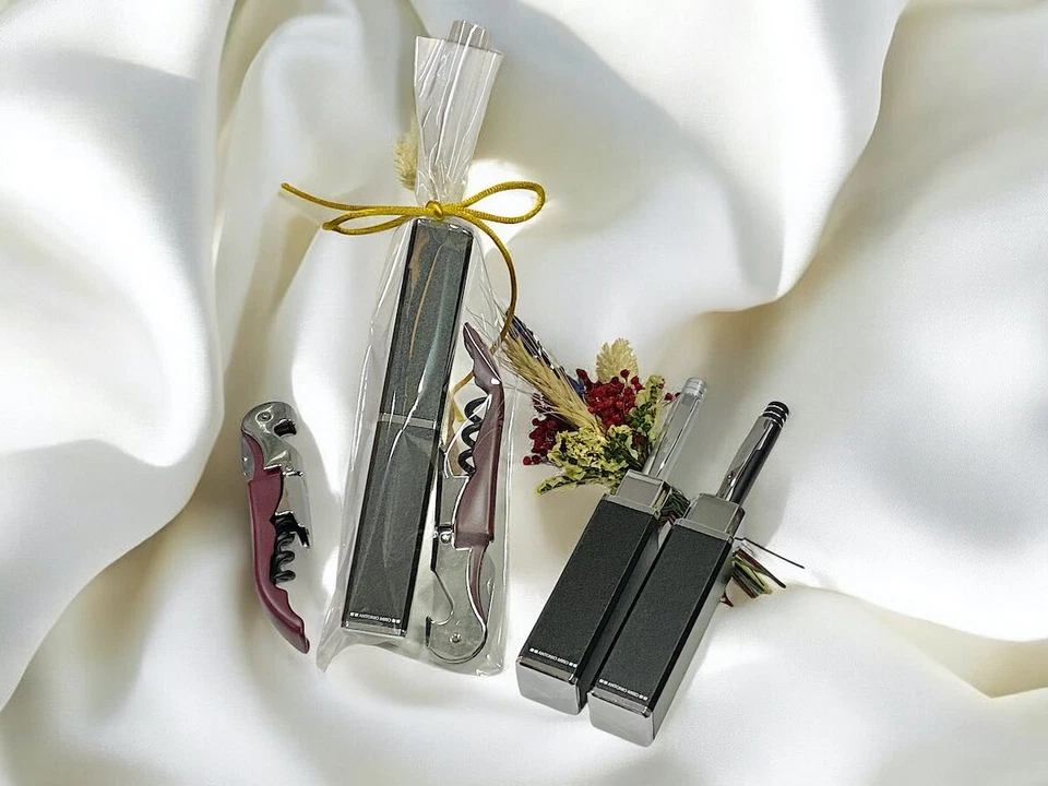 Regalos para invitados boda comuniones bautizos 10 Set bolígrafo y sacacorchos - Imagen 3 de 4
