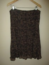 Lauren Ralph Lauren Brown Geometric Tribal Cotton Silk Midi Skirt Size 12