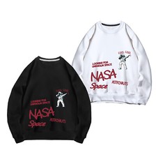 NASA Sweatshirt Astronaut Letter Logo Printed Sweatshirt Unisex Crew Neck Hoodie