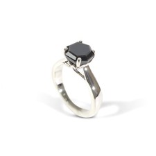 1.50CT Solitaire Octagon Cut Black Onyx Wedding Ring Womens 925 Sterling Silver