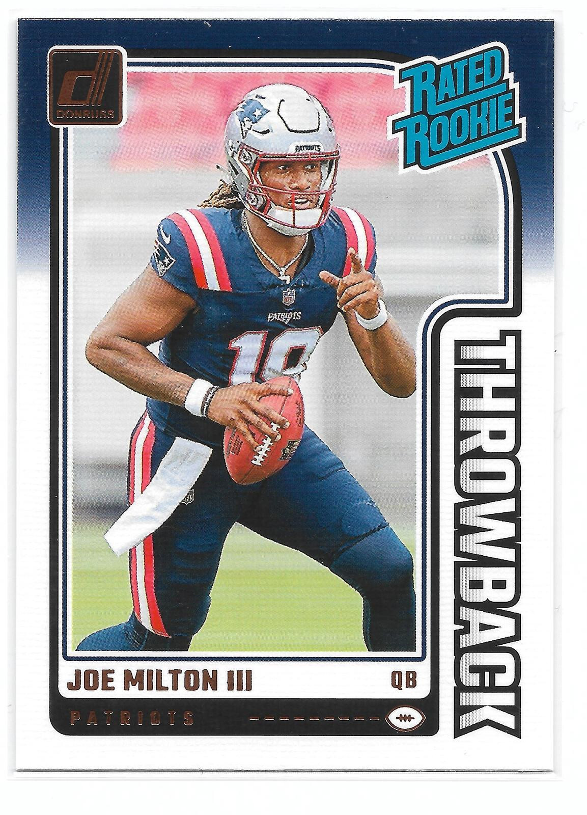 Joe Milton III 2024 Panini Donruss Rated Rookie Throwback RC #9 Canvas
