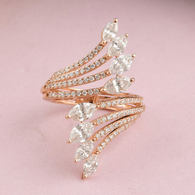 2.66 Karat Kunstdiamanten Grown Cvd Marquise Rundschliff Diamant Full Finger 18k
