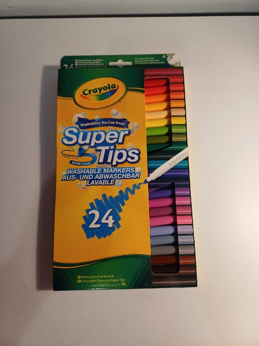 CRAYOLA Supertips Washable Markers Felt Tip Pens Pack of 24, Assorted  Colours