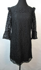 Ann Taylor Black Lace Dress Bell Sleeve Size 6 Retail $179