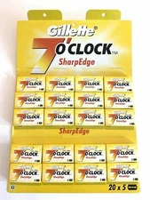 50 count 7 O'Clock Yellow Sharp Edge Double Edge Safety Razor Blades 