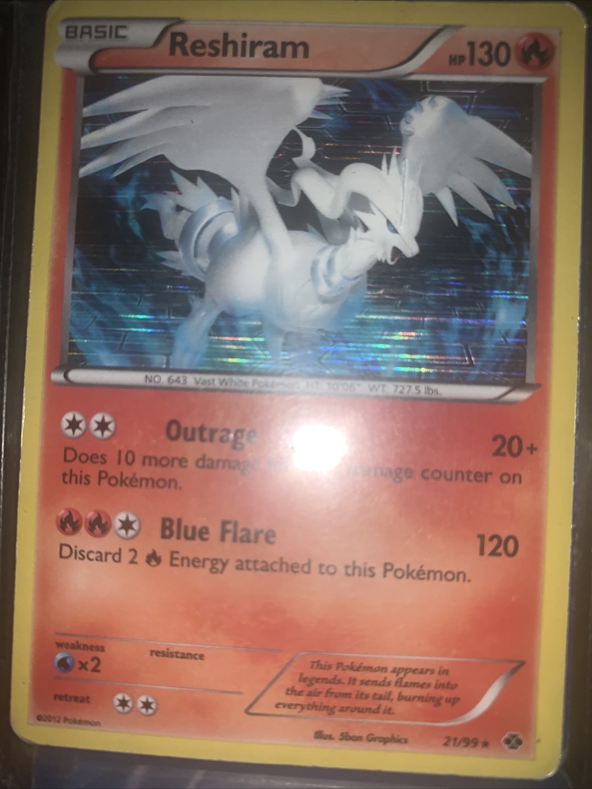 1x Reshiram 21/99 RARE BW Next Destinies Pokemon TCG Card NM