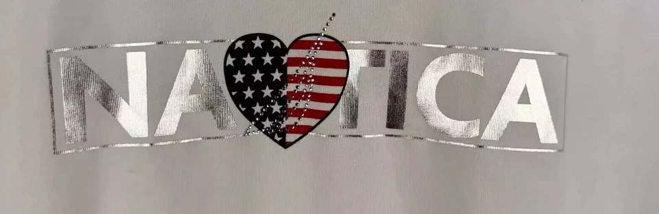 Camiseta para mujer Nautica Top manga corta brillante grande blanca nueva. Foto 2 de 4