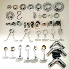 Wardrobe Rail Tube Fitting- CHROME- Round, Oval, Socket, Support, Bracket