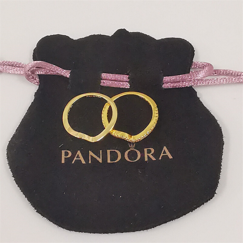 stack set pandora gold wave ring - image 4