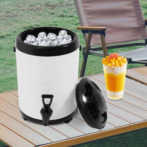 8L Insulated Beverage Dispenser Stainless Steel Cold/Hot Drink Dispenser White