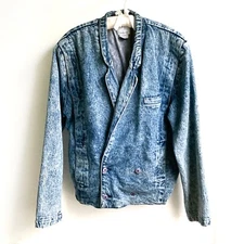 CODA 1980s Acid-Wash Denim Jacket sz S Streetwear Retro Hip-Hop