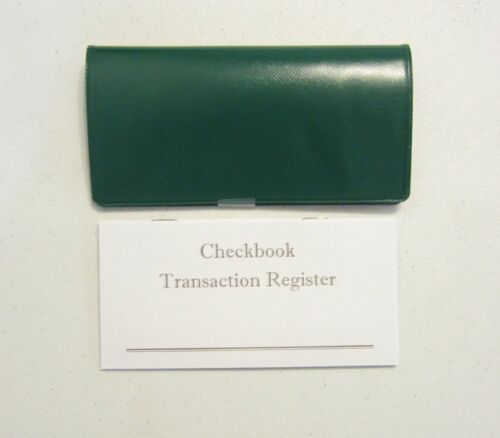 1 NEW HUNTER GREEN VINYL CHECK BOOK COVER & 10 CHECKBOOK TRANSACTION REGISTERS - Picture 3 of 6