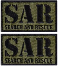 SAR Search and Rescue Embroidered Tactical Patch -  2PC HOOK BACKING 3.5"x2"