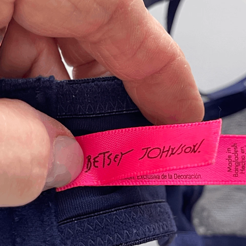 Betsey Johnson Navy Lace Push Up Bra, Size 34B - Image 4 of 4