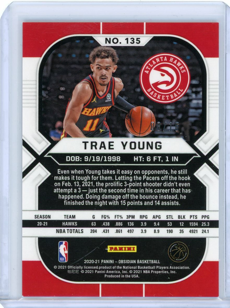 2020-21 Panini Obsidian Basketball FOTL Blue #135 Trae Young