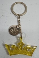 Disney Parks Keychain Princess Crown Yellow Glitter Belle NEW No Tag