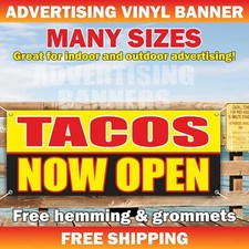 TACOS NOW OPEN Advertising Vinyl Banner Sign Mexican Food Quesadilla Burrito