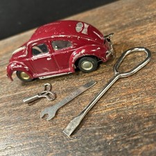 Vtg Toy DUX Volkswagen Beetle Bug Car Wind-Up Split Window w Key Tools Germany